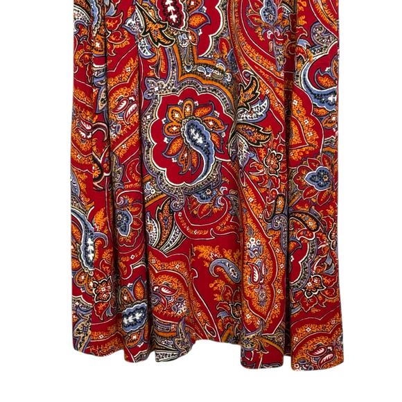 J. Jill Size Small Petite Red Paisley Rayon Sleeveless Shift Dress - Picture 4 of 8